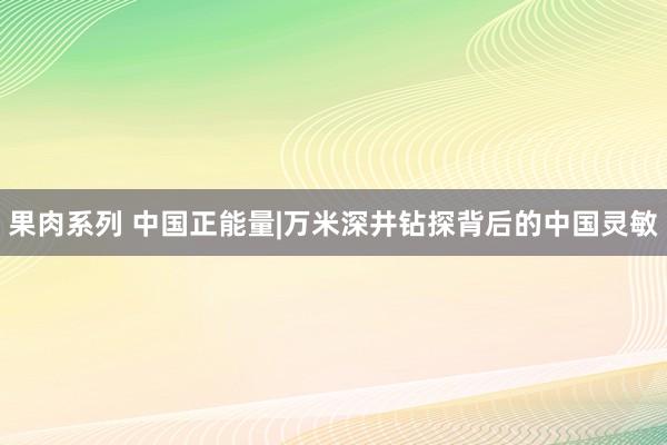 果肉系列 中国正能量|万米深井钻探背后的中国灵敏