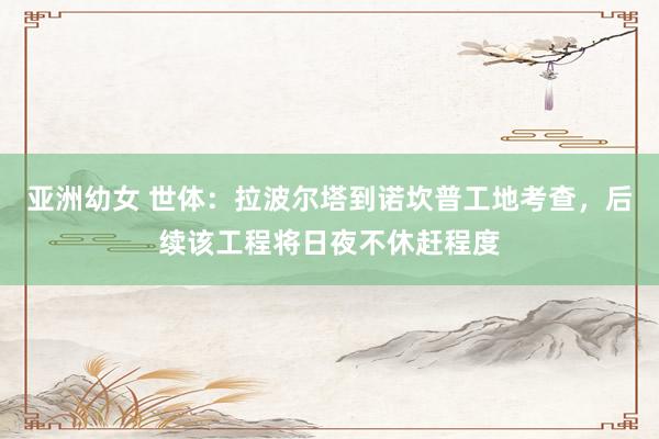 亚洲幼女 世体：拉波尔塔到诺坎普工地考查，后续该工程将日夜不休赶程度