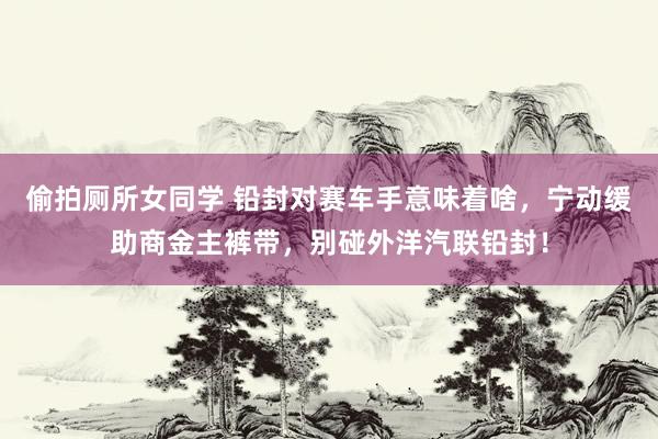 偷拍厕所女同学 铅封对赛车手意味着啥，宁动缓助商金主裤带，别碰外洋汽联铅封！