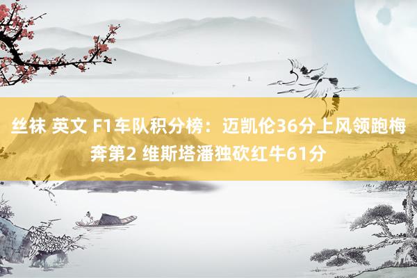 丝袜 英文 F1车队积分榜：迈凯伦36分上风领跑梅奔第2 维斯塔潘独砍红牛61分