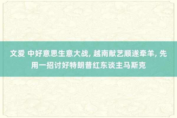 文爱 中好意思生意大战, 越南献艺顺遂牵羊, 先用一招讨好特朗普红东谈主马斯克