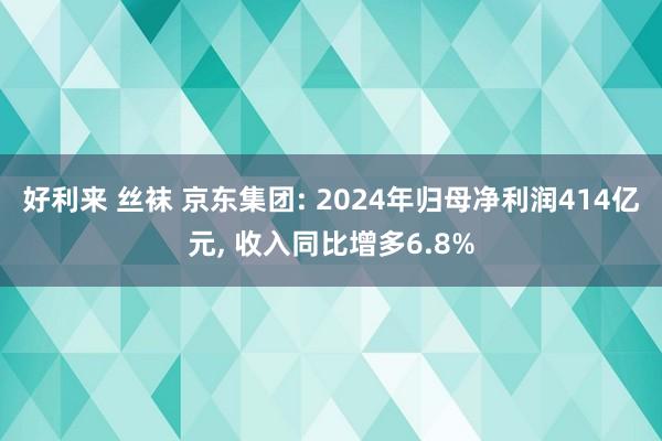 好利来 丝袜 京东集团: 2024年归母净利润414亿元, 收入同比增多6.8%